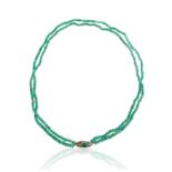 AN EMERALD, DIAMOND AND JADEITE BEADED NECKLACE, LIKELY FRENCH