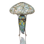 A MODERN TIFFANY STYLE MOSAIC 'DANDELION' TABLE LAMP