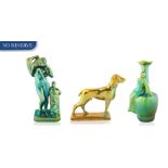 THREE ZSOLNAY EOSIN-GLAZED FIGURINES