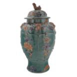 20TH CENTURY CHINESE SANCAI GLAZED EARTHENWARE JAR AND COVER