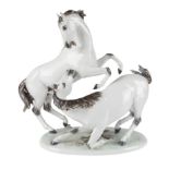 CIRCA 1957 AFTER HUGO MEISEL (GERMAN 1887-1966), PORCELAIN WILD HORSE FIGURAL GROUP