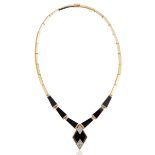 ART DECO STYLE ONYX, DIAMOND AND GOLD NECKLACE