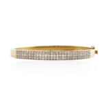 14KT YELLOW GOLD MICRO PAVE DIAMOND BANGLE