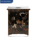 A MEIJI PERIOD JAPANESE EBONISED LACQUER CABINET