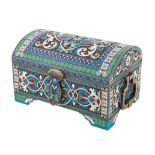 LATE 20TH CENTURY RUSSIAN SILVER AND CLOISONNE ENAMEL BOX
