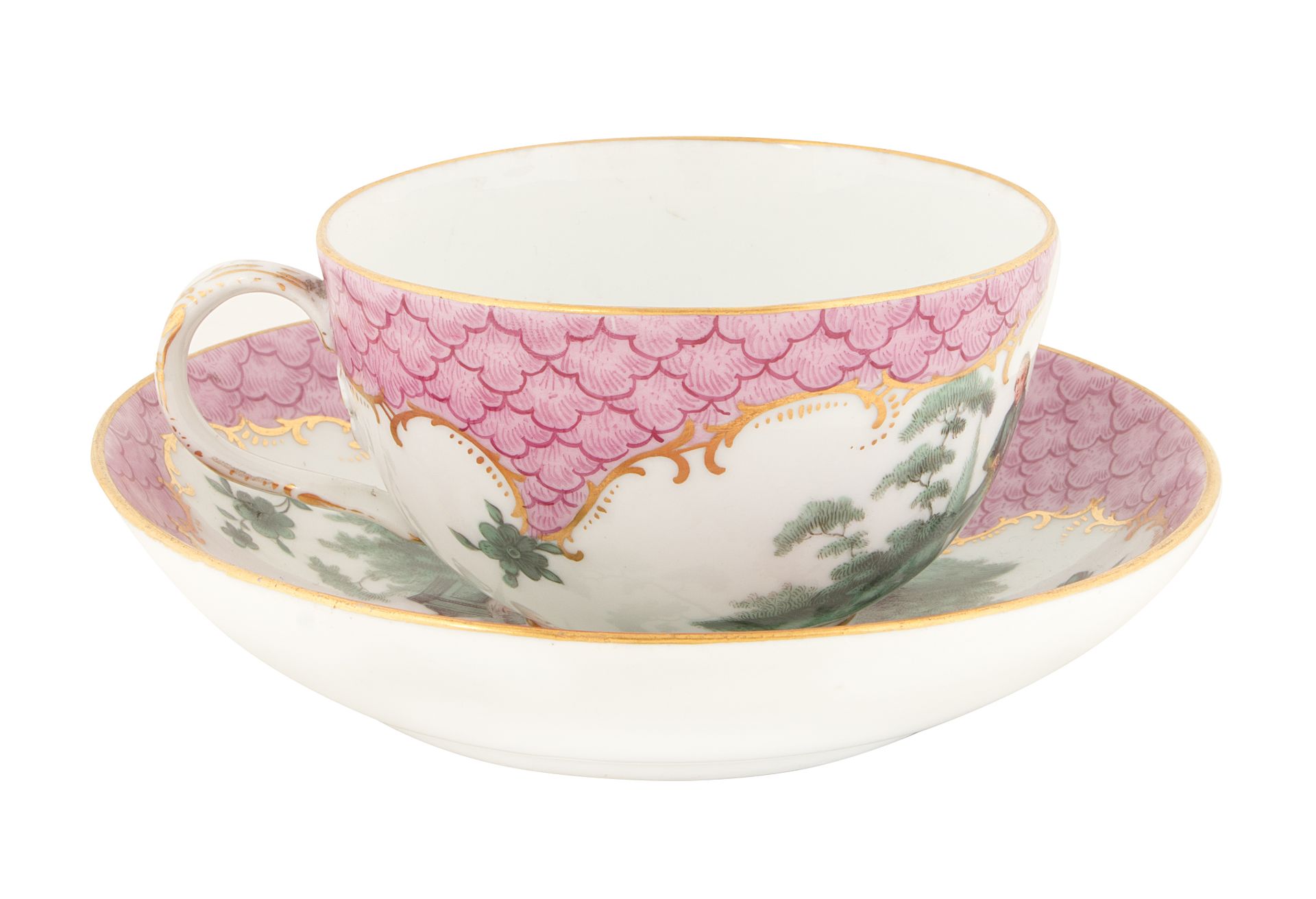 19TH CENTURY MEISSEN PORCELAIN TEA CUP AND SAUCER - Image 2 of 7