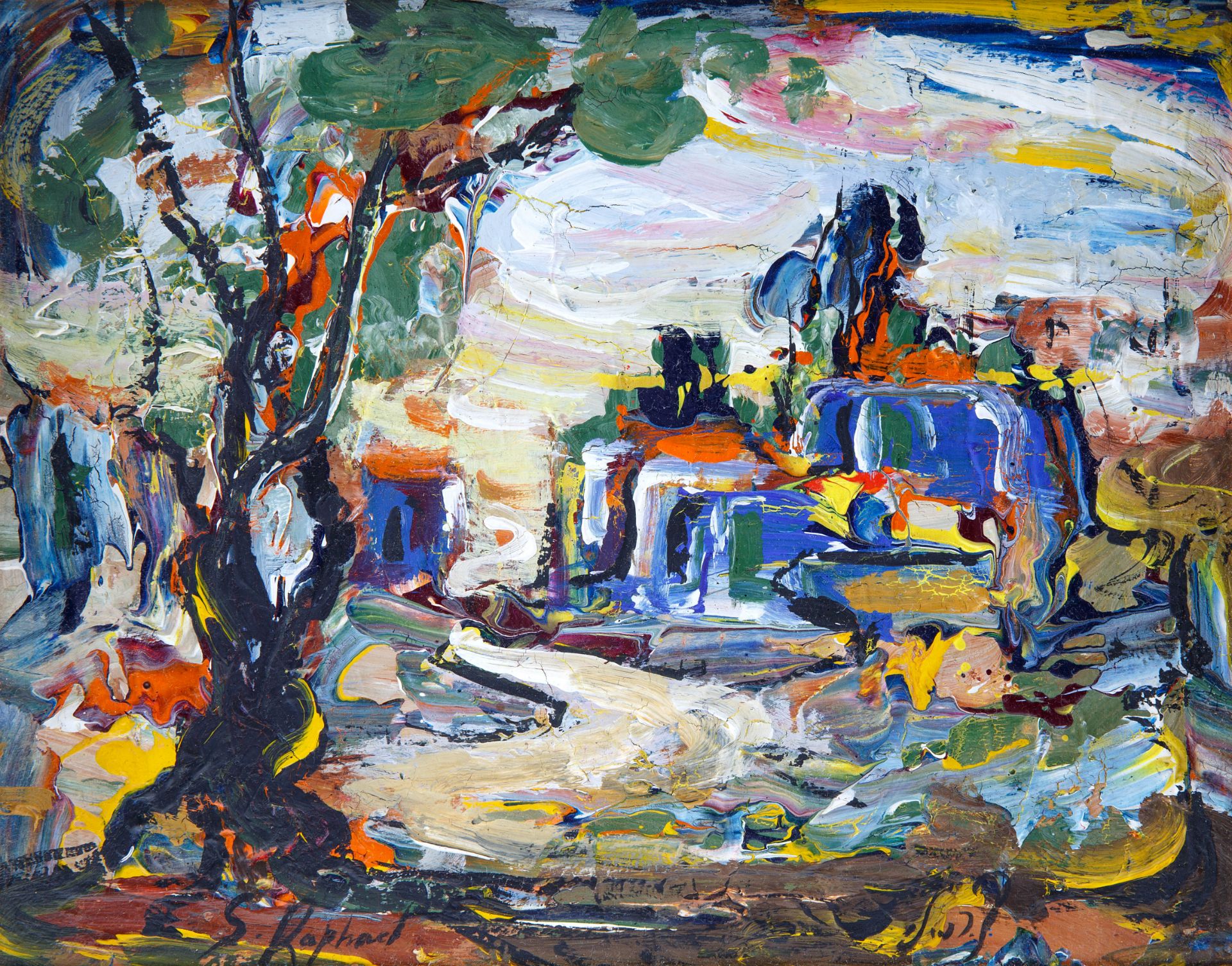 A PAIR OF LANDSCAPES BY ZVI RAPHAELI (ISRAELI 1924-2005) - Image 6 of 9