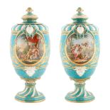 19TH CENTURY FRENCH SEVRE-STYLE PORCELAIN URNS