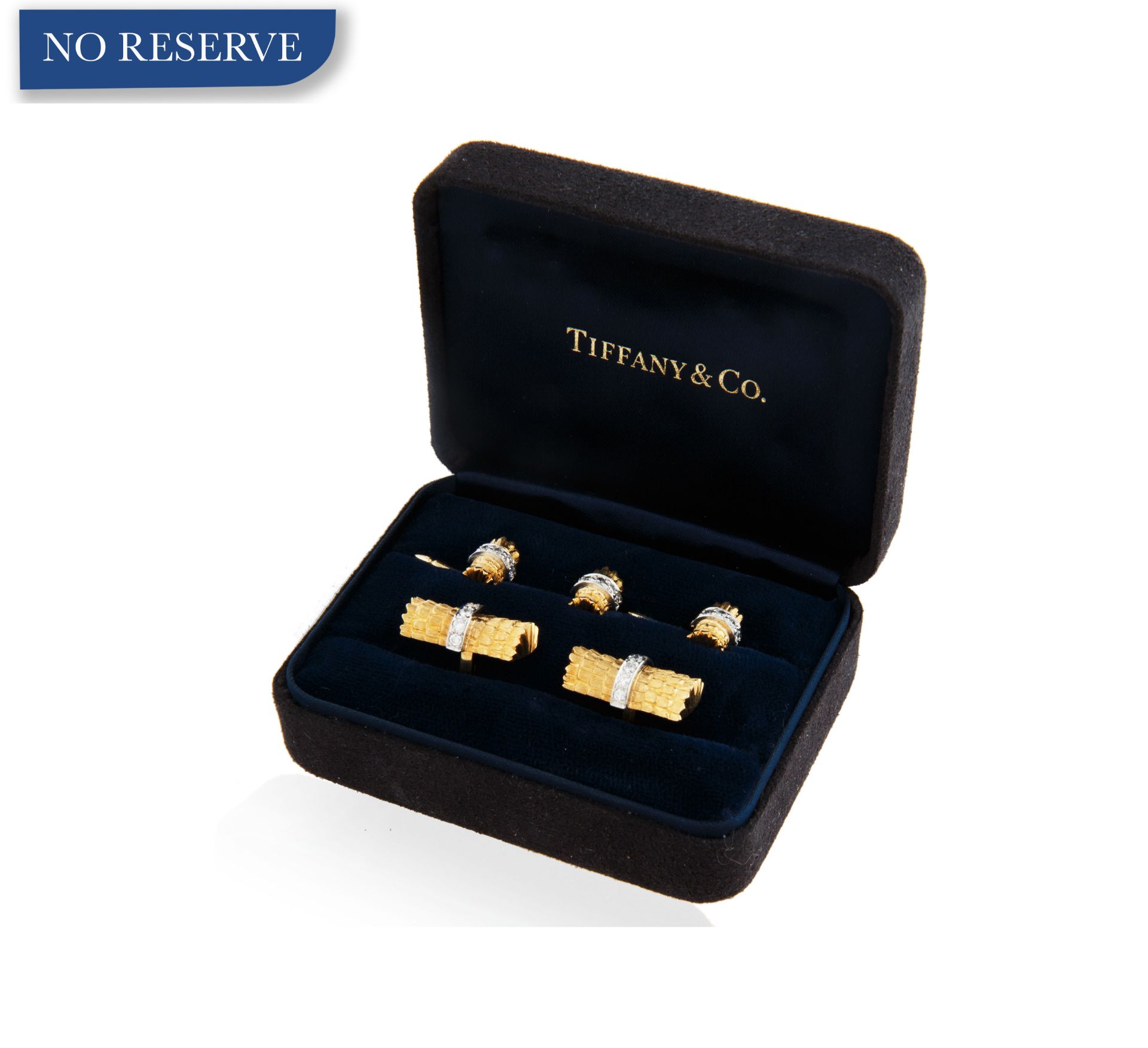 TIFFANY & CO. 18K GOLD CUFFLINKS AND STUDS DRESS SET