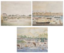 A GROUP OF THREE CHINA TRADE PAINTINGS