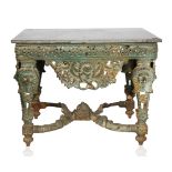 VICTORIAN STYLE CAST IRON AND STONE GARDEN TABLE
