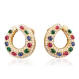 PAIR OF BVLGARI GEMSTONE,DIAMOND AND 18KT EARRINGS