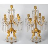 PAIR OF BACCARAT BRONZE DORE CANDELABRAS