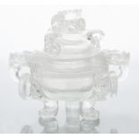 CHINESE ROCK CRYSTAL CENSER WITH COVER