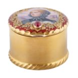 A FRIEDRICH KOECHLI GOLD AND ENAMEL PILL BOX