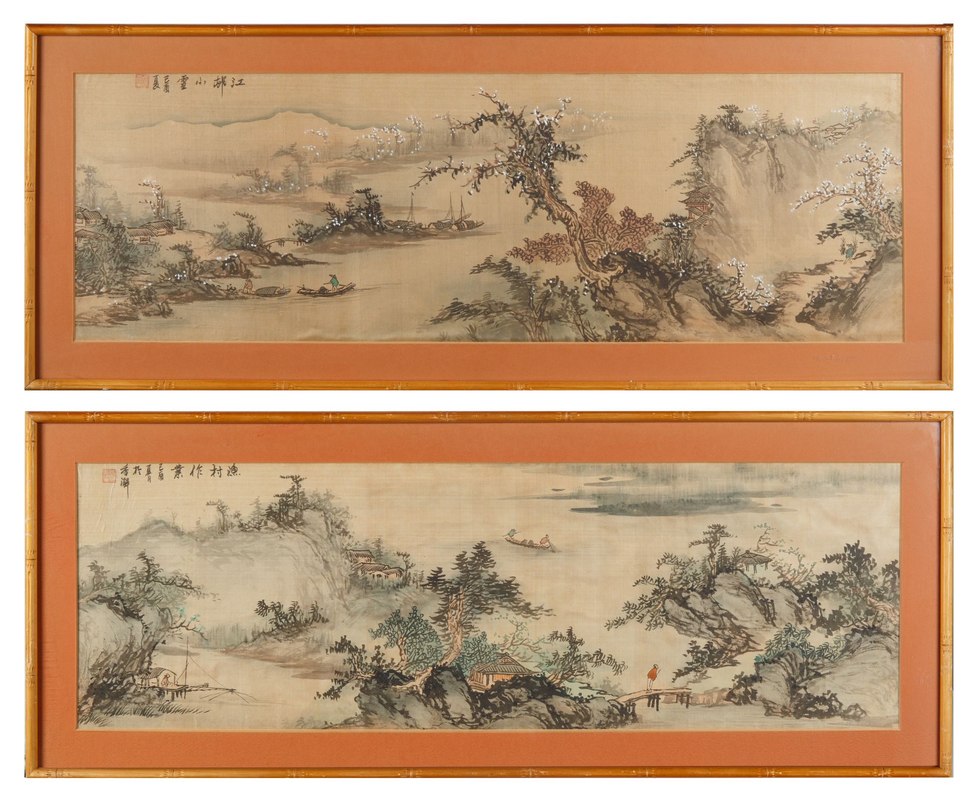 A PAIR OF CHINESE SCHOOL PAINTINGS ON SILK