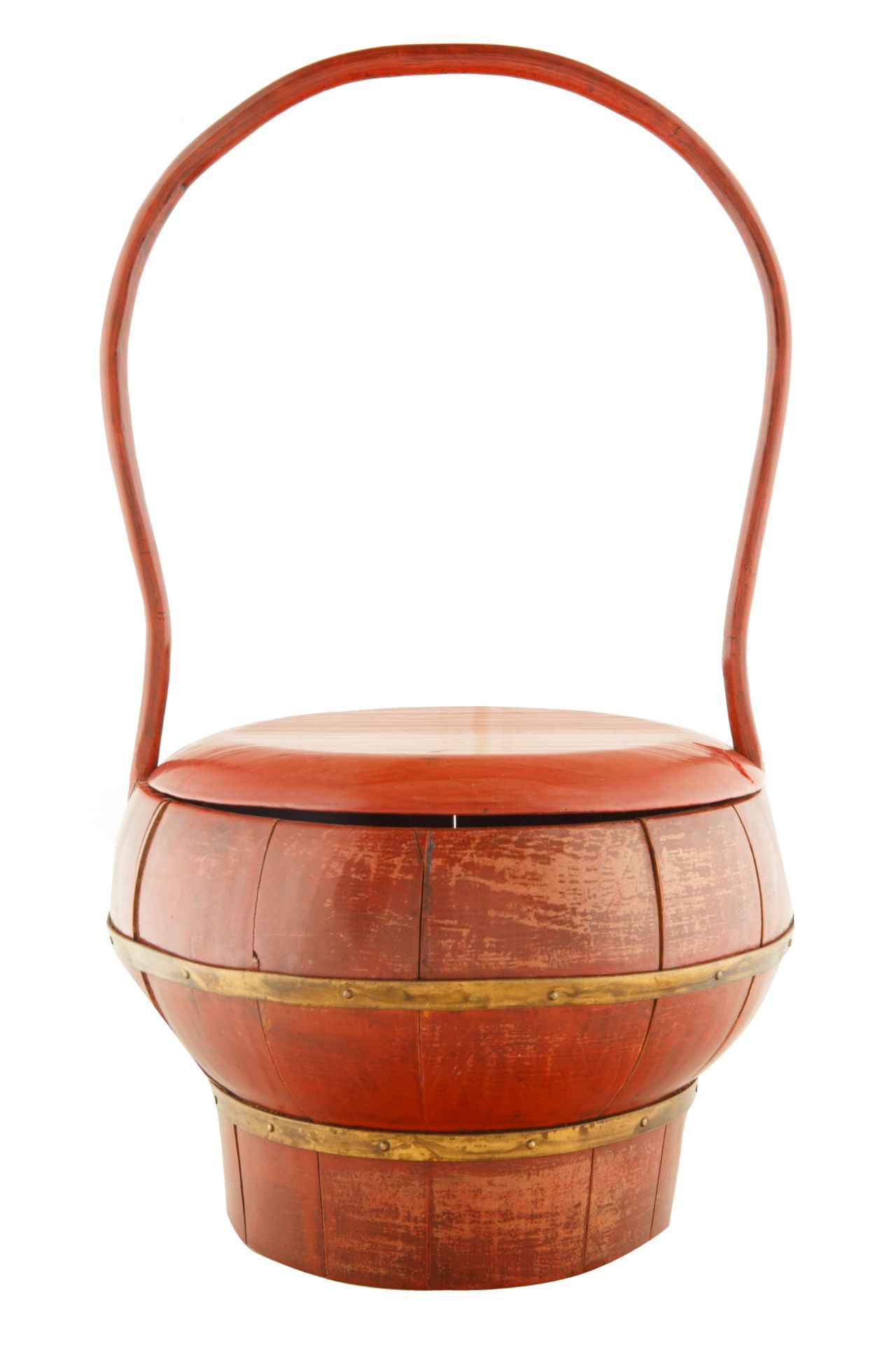 19TH CENTURY CHINESE RED LACQUERED WOOD BASKET - Image 2 of 4