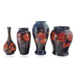 GROUP OF FOUR MOORCROFT POMEGRANATE VASES