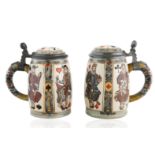 PAIR OF VILLEROY & BOCH METTLACH STEINS