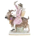 AFTER JJ KAENDLER A MEISSEN TAILOR ASTRIDE A GOAT