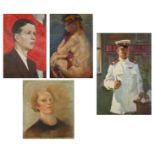 FOUR RUSSIAN SOCIALIST REALIST OIL PORTRAITS