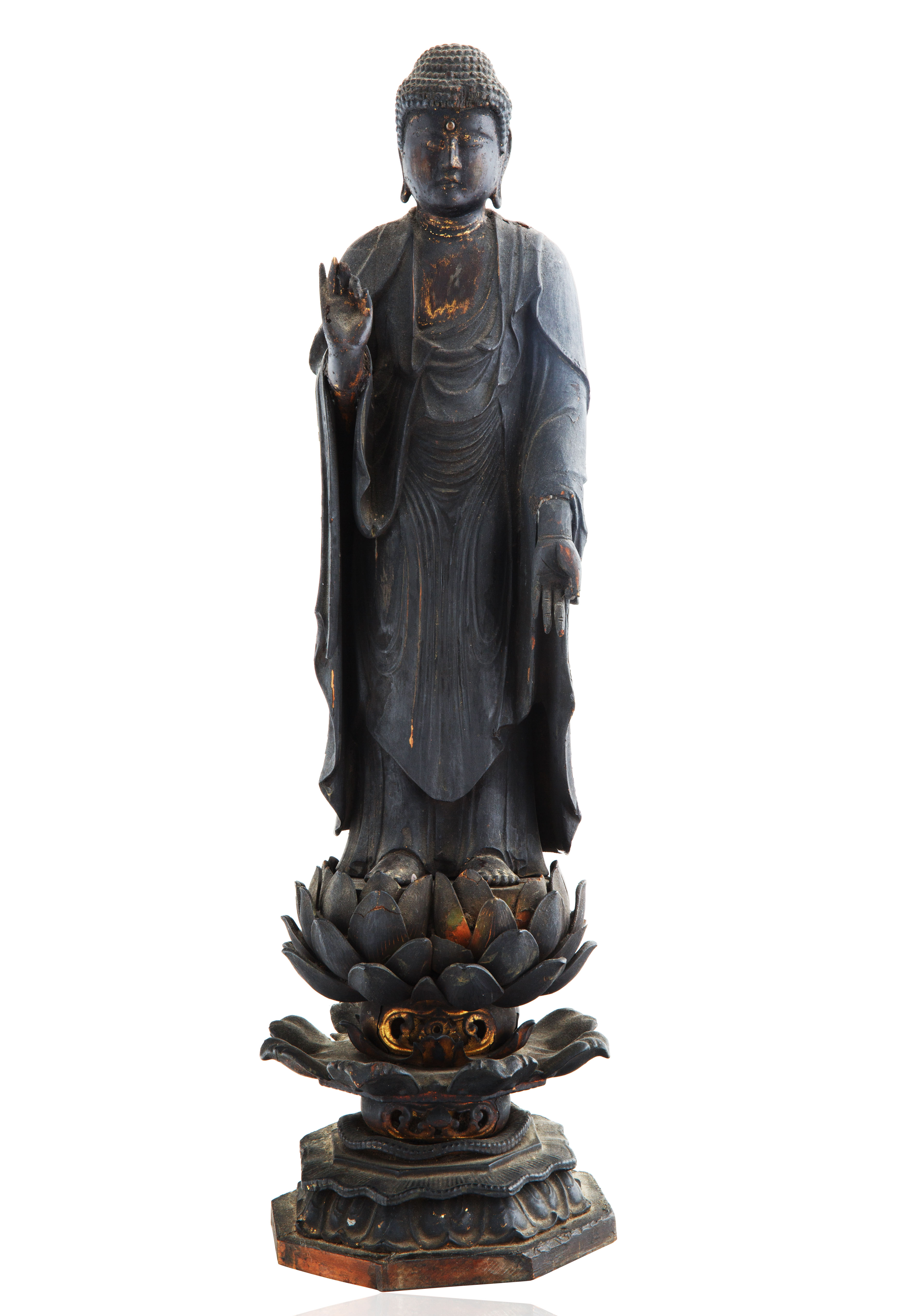 CHINESE MING-STYLE WOODEN BUDDHA FIGURE