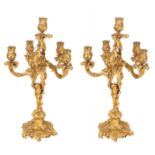 E. COLIN & CIE PAIR OF LOUIS XV STYLE ORMOLU CANDELABRA