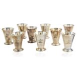 SET OF NINE SILVER CUPS WITH NELIDOV CREST