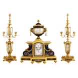 19TH CENTURY ORMOLU SEVRES STYLE CLOCK GARNITURE