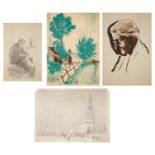 A GROUP OF FOUR WORKS ON PAPER BY NIKOLAI TROSHIN (RUSSIAN 1897-1990)