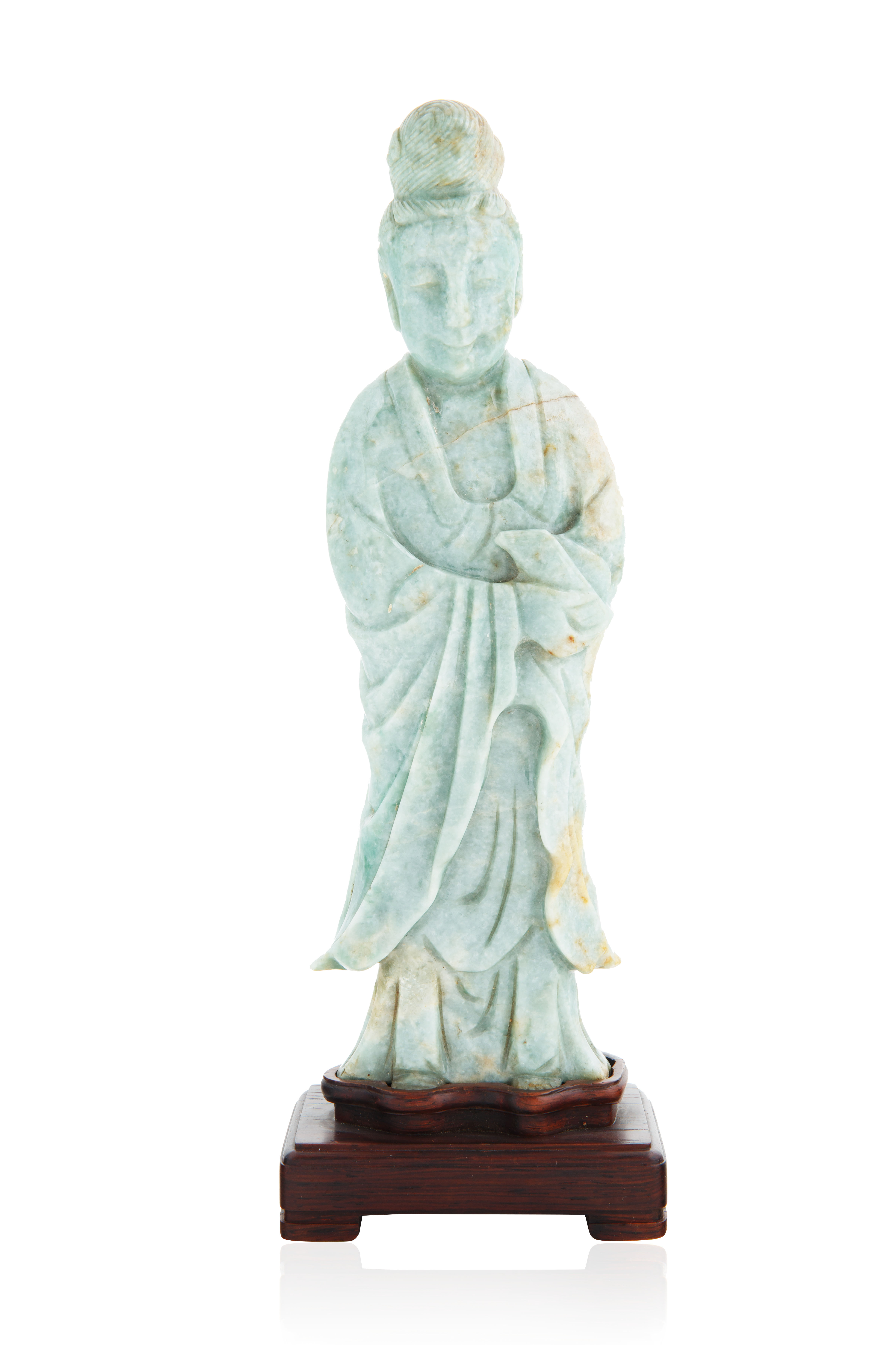 CHINESE JADE GUANYIN BODHISATTVA FIGURE