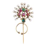 PEARL AND GEM BROOCH, LATE 19TH-20TH CENTURY