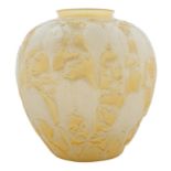 CONSOLIDATED LALIQUE-STYLE LOVEBIRDS GLASS VASE