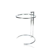 A EILEEN GRAY E1027 CHROME AND GLASS SIDE TABLE