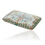 A RUSSIAN SILVER AND SHADED ENAMEL CIGARETTE CASE