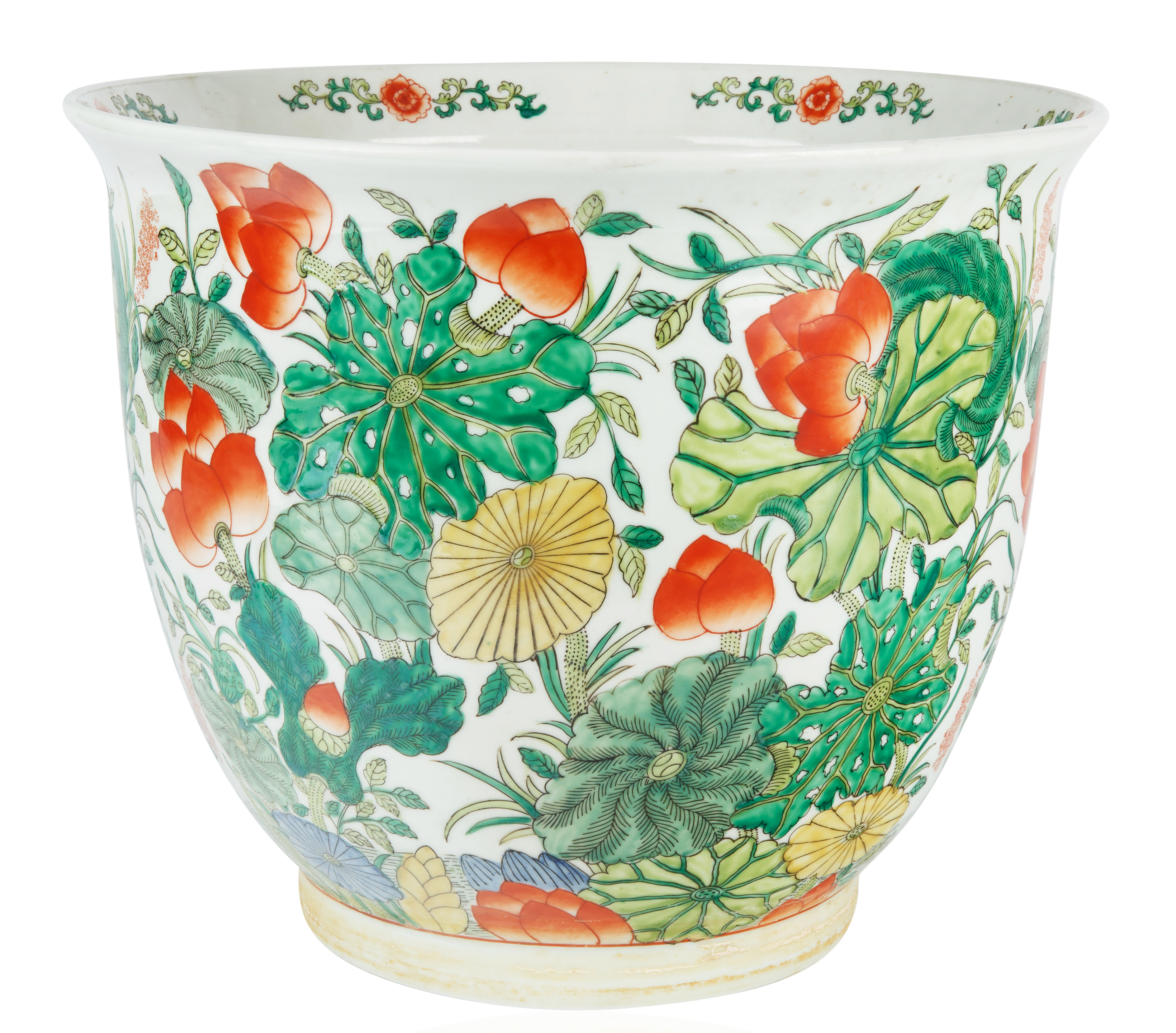 A CHINESE PORCELAIN FAMILLE VERTE FLOWER POT