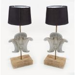 PAIR OF DESIGNER ARMORIAL LAMPS