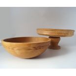 2 TURNED WOOD SALAD BOWLS