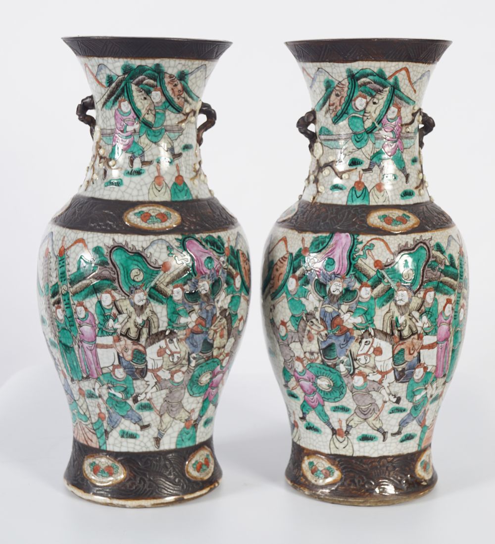 PAIR OF19TH-CENTURY CHINESE CRACKLEGLAZE VASES