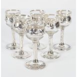 SET OF SIX SILVER OVERLAY GLASSES