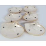 SET OF SIX MOTHER O'PEARL SHELL DISHES