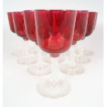 SET OF 10 19TH-CENTURY CRANBERRY WINE GLASSES