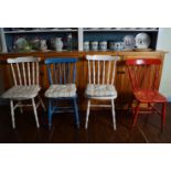 HARLEQUIN SET OF 4 PINE KITCHEN CHAIRS