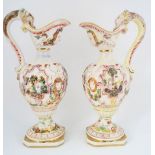 PAIR OF CAPODIMONTE EWERS