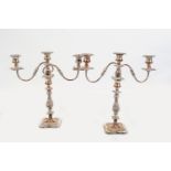 PAIR OF LARGE SHEFFIELD PLATED CANDELABRAS