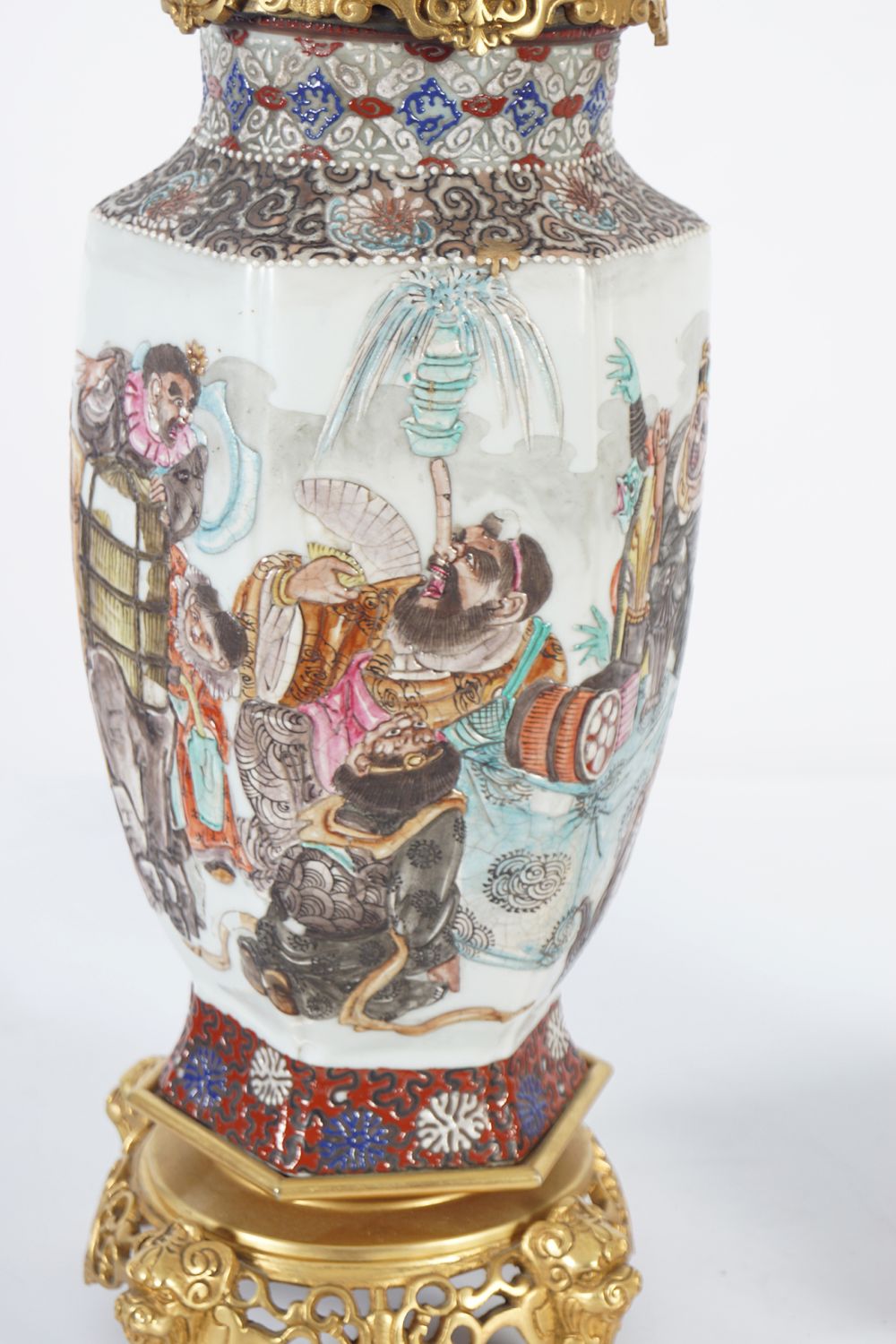 PAIR LARGE 19TH-CENTURY VASE STEMMED LAMPS - Image 3 of 4