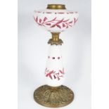 19TH-CENTURY OVERLAY GLASS STEMMED TABLE LAMP