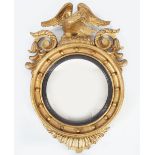 REGENCY CARVED GILTWOOD FRAMED CONVEX MIRROR