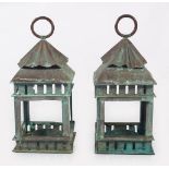 PAIR OF ART COPPER LANTERNS