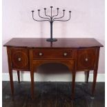 GEORGE III PERIOD MAHOGANY AND SATINWOOD SIDEBOARD